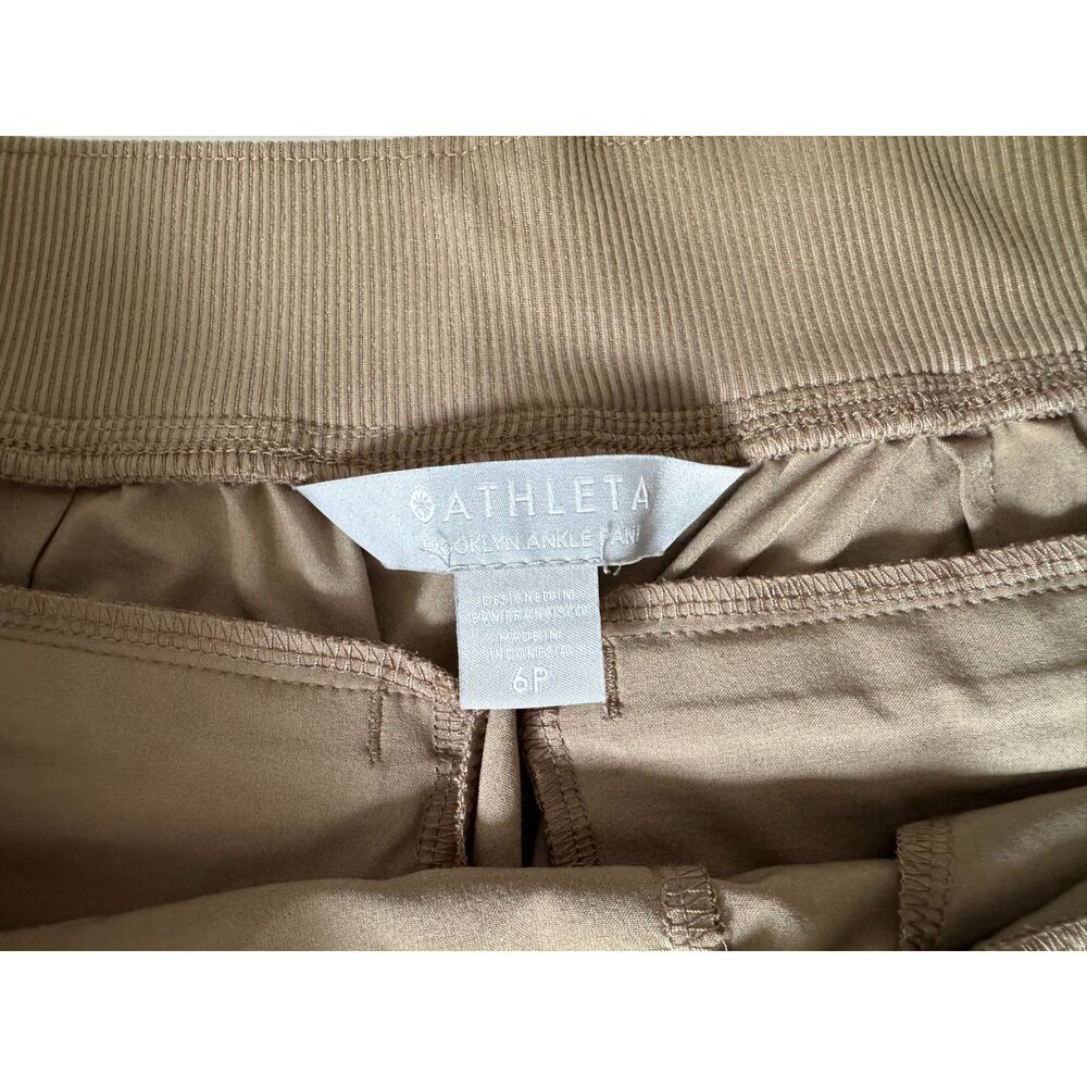 Athleta Brooklyn Ankle Pant | Tan Ribbed Side Panel | Size 6P - Picture 2 of 8